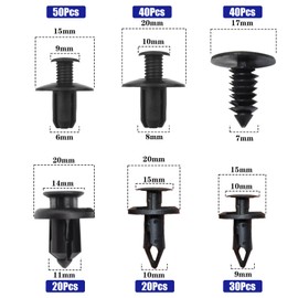 Fsaklaskdy 265 Stück Befestigungsclips Auto, Kunststoffschrauben, 6 Arten Türverkleidung Clips Nylon Stoßstange Spreiznieten Karosserie, Kunststoffnieten, Auto Befestigung Clips Set, Befestigungssatz