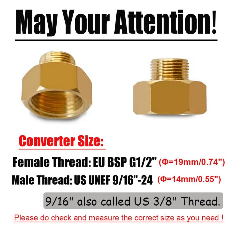 Brass Thread Pipe Adapter Fitting, EU G1/2" Female Thread to