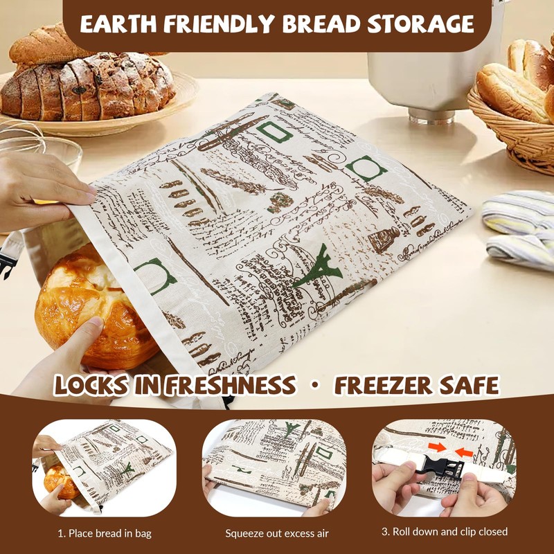 CHENGLIN Beeswax Cotton Bread Bags - Large Reusable Sourdough Storage