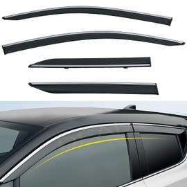 DEAL 4-Piece Set Outside Mount Tape On/Clip On Type Smoke Tinted Sun/Rain Guard Vent Window Visors With Chrome Trim Compatible With 2017-2022 C-HR