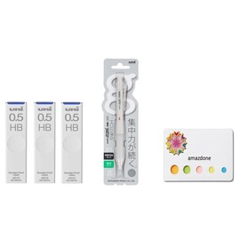 amazdone uni Alpha Gel switch 0.5mm Mechanical Pencil, Gray Body (M51009GG1P.23) +uni Mechanical Pencil Lead,The Uni Smudge-Proof Leads 0.5mm HB 3 Set Sticky Notes