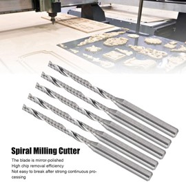 Hapivida Pack of 5 End Mills CNC Spiral Milling Cutter 1/8 Inch 3.175 mm Shank 2 x 22 mm Solid Carbide End Mill Engraving Bits Carving Drill Tools for Acrylic MDF Wood Hardwood