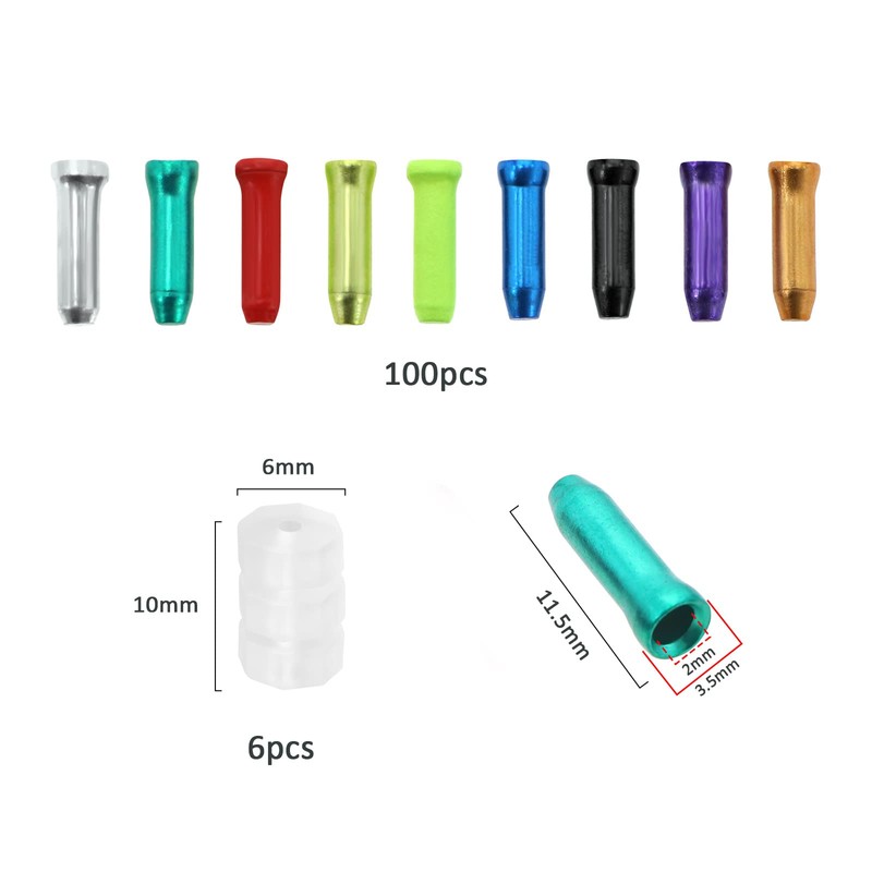 ECSiNG 100Pcs Bike Cable End Caps Replacement Cable Crimp Terminals