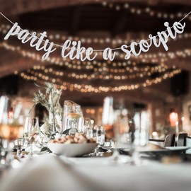 Party Like a Scorpio Banner, Big Scorpio Energy, Scorapio Season, 12 Zodiac Constellations Scorpio Birthday Party Decorations (Silver)