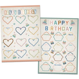 Estune 2 Pcs Happy Birthday Chart Birthday Poster for Classroom Birthday Classroom Calendar Bulletin Board Classroom Decorations for Back to School Supply, 17.5''x12.4'' (Welcome)