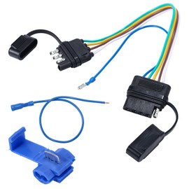 4 Pin to 5 Pin Trailer Adapter, Trailers Wiring Adaptor 7.48" 4 Way to 5 Way Flat Trailer Wire Harness Adapter with Connector & Connecting Wire for Boat Trailers Surge Brakes