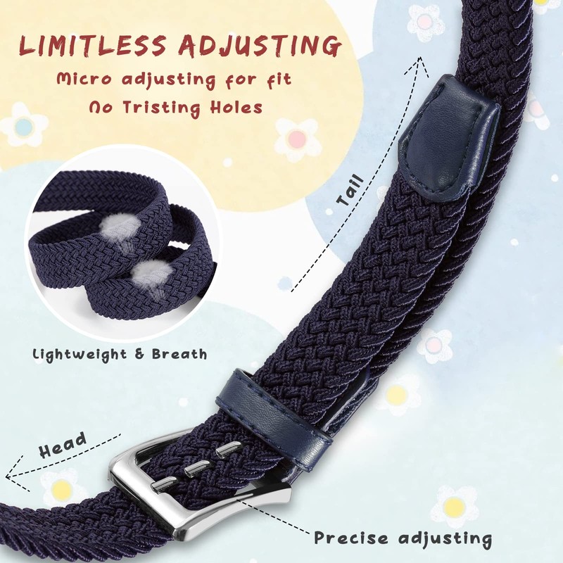 XZQTIVE Children's Stretch Belt for Girls and Boys Braided Belt