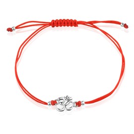 Om Bracelet Bangle Sterling Silver 925 Ohm On Yoga Red Cord Spiritual Charm Adjustable