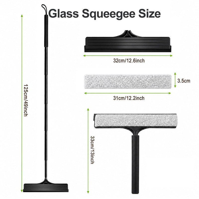 2 in 1 Window Squeegee with Adjustable Telescopic Pole, Shower