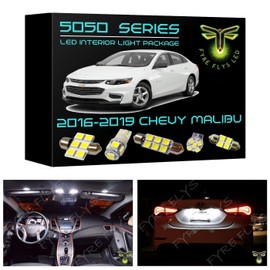 Fyre Flys White LED Interior Lights for 2016-2019 Chevy Malibu 12 Piece 6000K 5050 Series SMD Package Kit and Install Tool