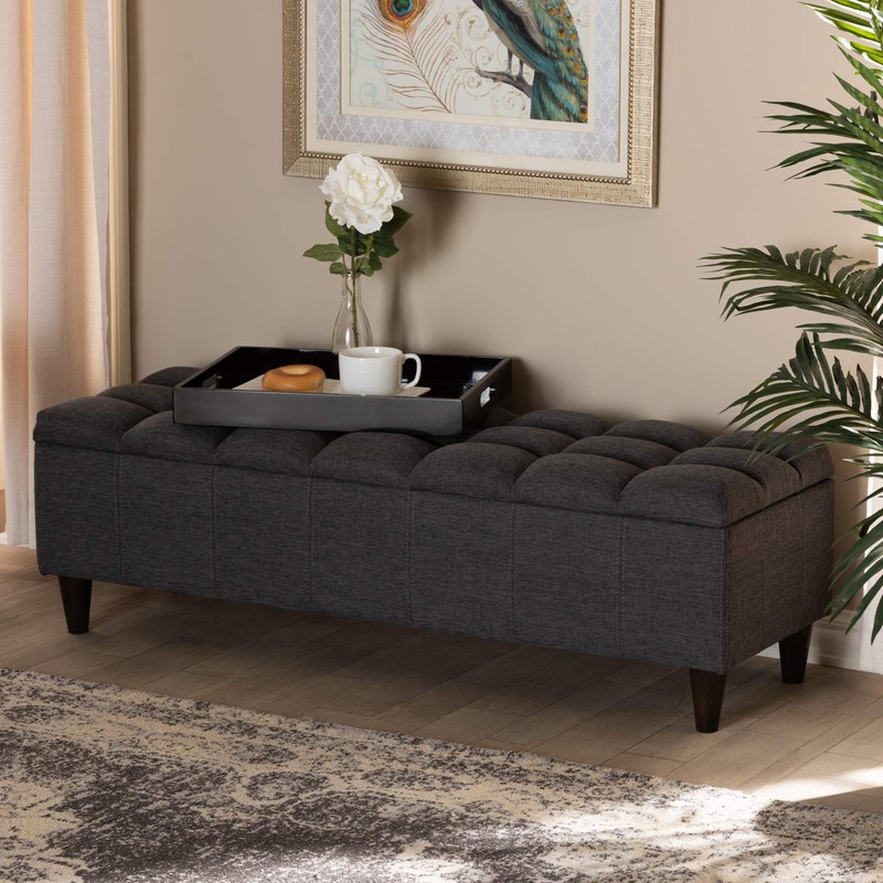 Baxton Studio Ottomans, One Size, Charcoal
