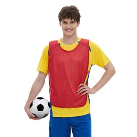 TopTie Pack of 12 Football Vests Scrimmage Vest Training Vests Marking Shirt for Adults and Teenagers - (#1-12, 13-24)