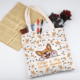 MYSOMY Corgi Tote Bag Corgi Gifts for Corgi Lovers, Corgi Shopping Bag for Corgi Owners, Dog Lovers, Gifts, Corgi is My Spirit, Animal Crossbody Bag, Uk Corgi Tb