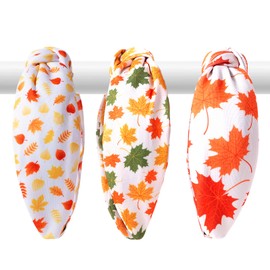 IDDFEVE 3Pcs Fall Headbands for Women, Thanksgiving Day Turkey Leaves Holiday Knot Hair Hoops, Autumn Festive Gift Hair Accessory(Maple)