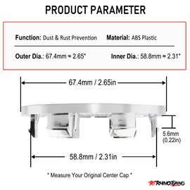 RhinoTuning 4 PCS 67.4 mm Wheel Center Caps Compatible With 1995-2005 Chevy Blazer / 1995-2004 Chevy S10, OD: 2.65 in / 67.4 mm ID: 2.31 in / 58.8 mm black Hub Caps