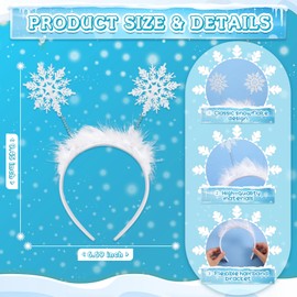 Chuangdi Pack of 2 Christmas Snowflakes Headbands, Snowflakes Headband, Cute Hair Bands, Snowflake Headdress for Adults, Women, Christmas, Carnival, Party Costume