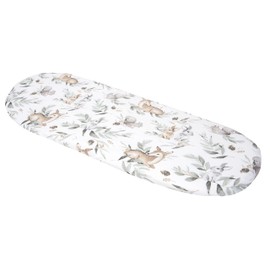 Medi Partners Fitted Sheet for Pram, 86 x 40 cm, 100% Cotton Mattress Protector (Roe in leaves)