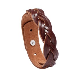 Fusamk Punk Rock Braided Leather Wristband Cuff Bracelet(Brown)