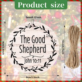 Bucherry 24 Pcs Names of Jesus Christ Christmas Ornament 3.5 in Nativity Round Wooden Hanging Ornaments with Different Names of The Savior Xmas Tree Ornaments for Home Decor (White with Black, Retro)