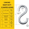 JING-HELPER 304 Stainless Steel 3 Inch S Hooks, 2 PCS