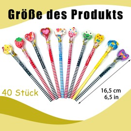 Children's Party Bags, 40-Piece Animal Pencil Set, Pens with Animal Head, Pencil with Eraser, Cartoon Pencil Set, Cute Cartoon Pencils for Party, Birthday Gift