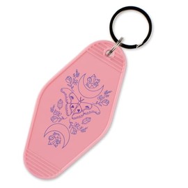TeesAndTankYou Lunar Moth Vintage Style Motel Keychain Key Tag 3.5" Pink