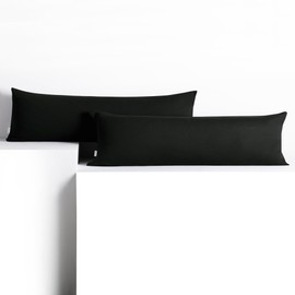 DecoKing 2 x Pillowcases 20 x 120 cm Jersey Cotton Zip Black Amber