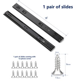 Ravinte 2 Pairs 4 Pack 18 Inch Black Soft Close Drawer Slides Full Extension Ball Bearing Drawer Glide Side Mount