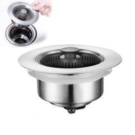 Colador de Drenaje para Fregadero de Cocina 3 en 1 y Tapón de Fregadero, Colador de Cocina emergente de Acero Inoxidable 304, Níquel Cepillado