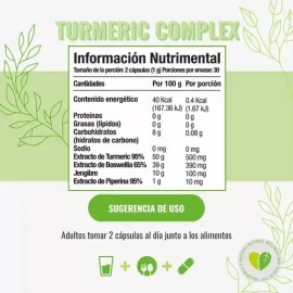 Turmeric Cúrcuma + Piperina + Boswelia + Jengibre 60 Cáps