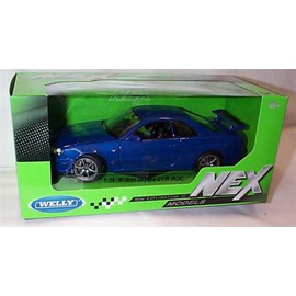 Corgi Welly nex models Skyline GT-R R34 Blue vehicle 1:24 scale diecast model, 24108B-032
