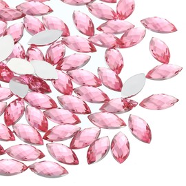 PATIKIL Marquise Gems, 500 Pcs 15x7mm Acrylic Rhinestones Flat Back Navette Horse Eye Crystal Gems for Jewelry Making DIY Craft, Pink