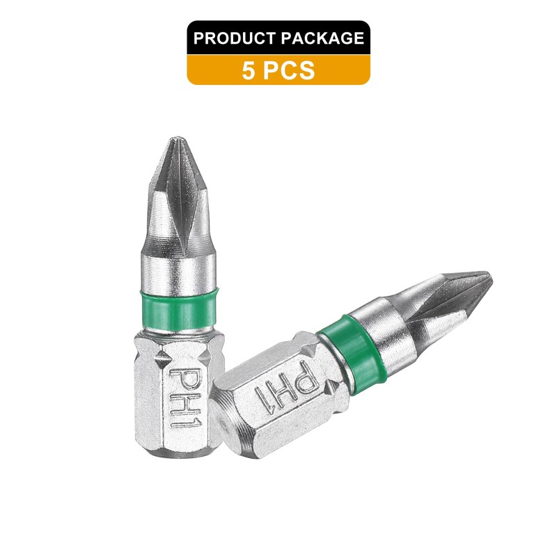 sourcing map 5pcs Phillips Screwdriver Bit PH1 1/4" Hex Shank