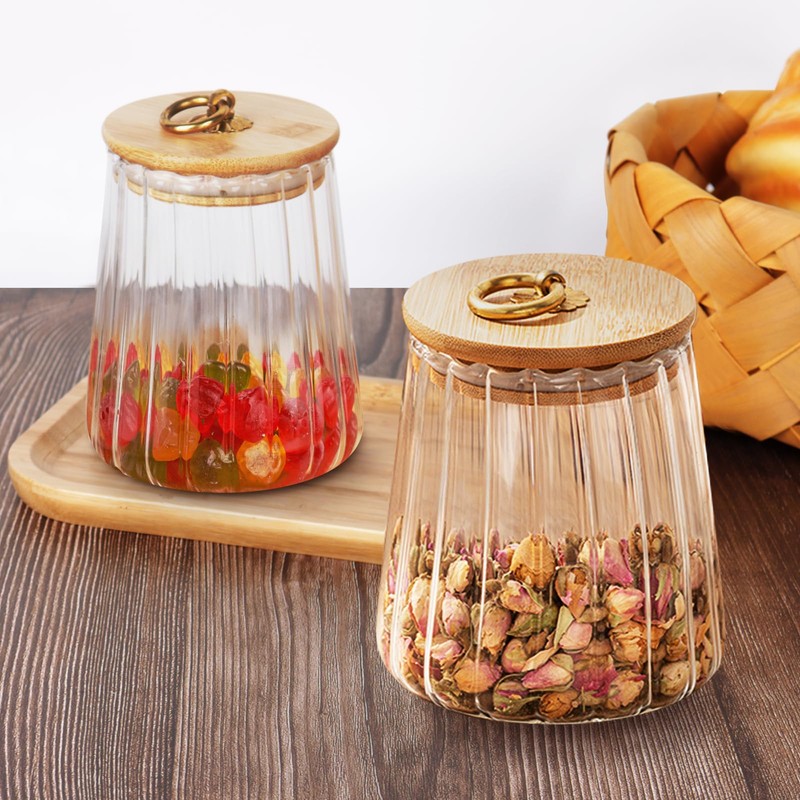 2 Pack Glass Storage Jars Coffee Sugar Airtight Tea Canisters