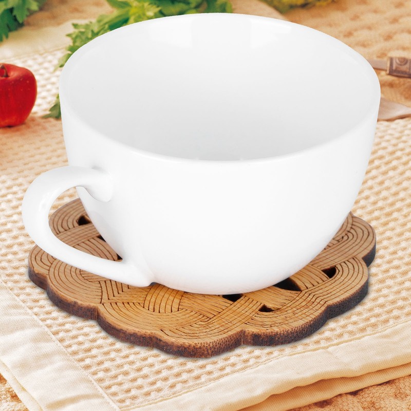 6PCS Bamboo Coaster Teacup Mat AntiScald Heat Insulation Pad Tea