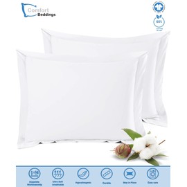 Comfort Beddings Export Quality Pillowcases 100% Cotton Blend Square Pillow Cases Pack Of 2 - White (Continental/Square Size 70 x 70 CM)