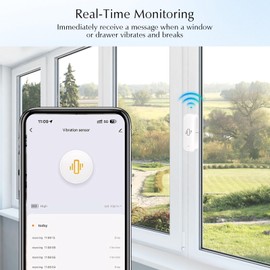 Chatthen WiFi Vibration Sensor, Smart Window Alarm Sensors, Tuya APP Remotely Receives Notifications with Adjustable Sensitivity, for Window Security Door Alarm Home Assistant