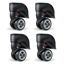 Audor Luggage Suitcase Wheel Replacement Axles Travel Suitcase Roll Transport Wheels OD 49 mm + Screws Repair Element, Black (Pack of 4)