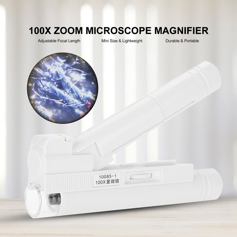 100X Zoom Microscope Double Tube Jewelry Magnifier Pocket Magnifying Glass