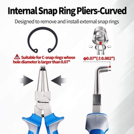 SPEEDWOX Circlip Pliers Internal Snap Ring Pliers with Bent Jaw 7 Inches Retaining Ring Plier Precision C Clip Pliers (Tip Diameter 0.07") Fixed Tip Comfort TPR Handles