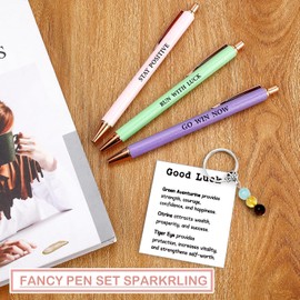 Good Luck Gifts for Coworkers Women New Beginning Gifts Inspirational Encouragement Gift Crystal Keychain Fancy Pen Set Lucky Gift Goodbye Present Farewell Leaving Job Divorce Present Office Present