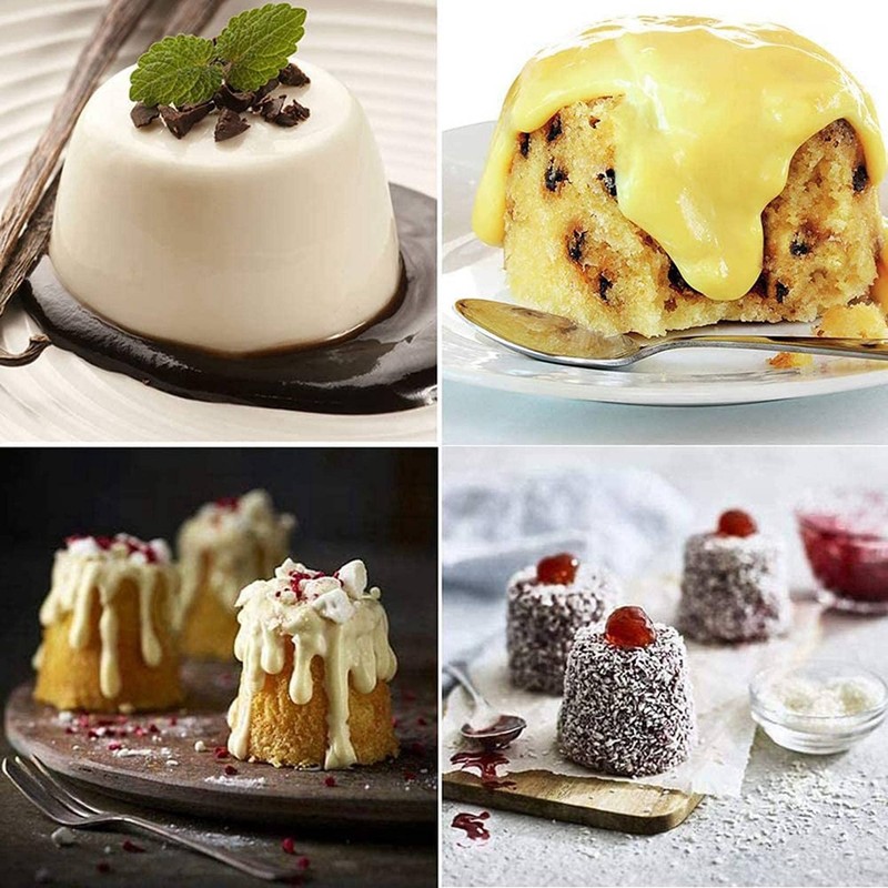 12 PCS Aluminium Dariol Mould Baking Cup Dariole Pudding Dessert