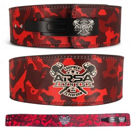 Arsa Fitness 10MM Competition Weightlifting Lever Belt for Men & Women, Powerlifting, Bodybuilding, & Strength Training - Camoflage Series (Red Camo, X-Large)