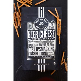 Pop Daddy Flavored Pretzels Sticks, Healthy Gourmet Pretzels Snacks, 7.5oz Individual Bags, 3 Pack, Beer Cheese