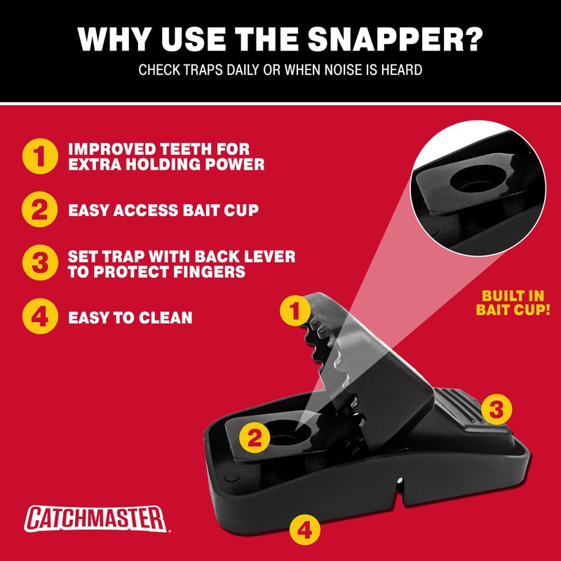 Catchmaster Snapper Mouse Traps 6-Pk, Mouse Traps Indoor for Home,