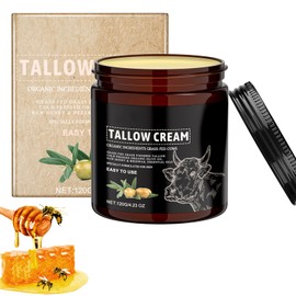 Beef Tallow Skin Care Cream | Organic Grass-Fed Beef Tallow Moisturiser for Deep Hydration | Nourishing Tallow Face Cream | Beef Tallow for Skin | 120ml Tallow & Honey Balm for Face and Body