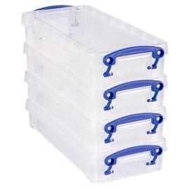 Really Useful Plastic Storage Box 0.55 Litre Clear (Pack of 4)
