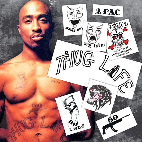 Thug Life | Celebrity Rapper Temporary Tattoos | Skin Safe | MADE IN THE USA| Removable