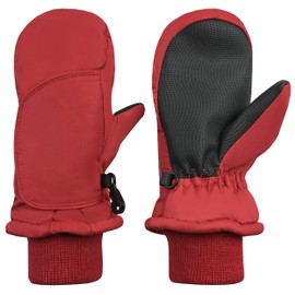 N'Ice Caps Kids Waterproof Snow Mittens Cold Weather Thinsulate Insulated (Red, 6-8 Years)