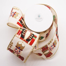 CT CRAFT LLC Soldado de juguete de color marfil con alambre, 2.5 pulgadas x 10 yardas, marfil/soldado de juguete para decoración del hogar de Navidad, envoltura de regalos, fabricación de lazos, corona, manualidades